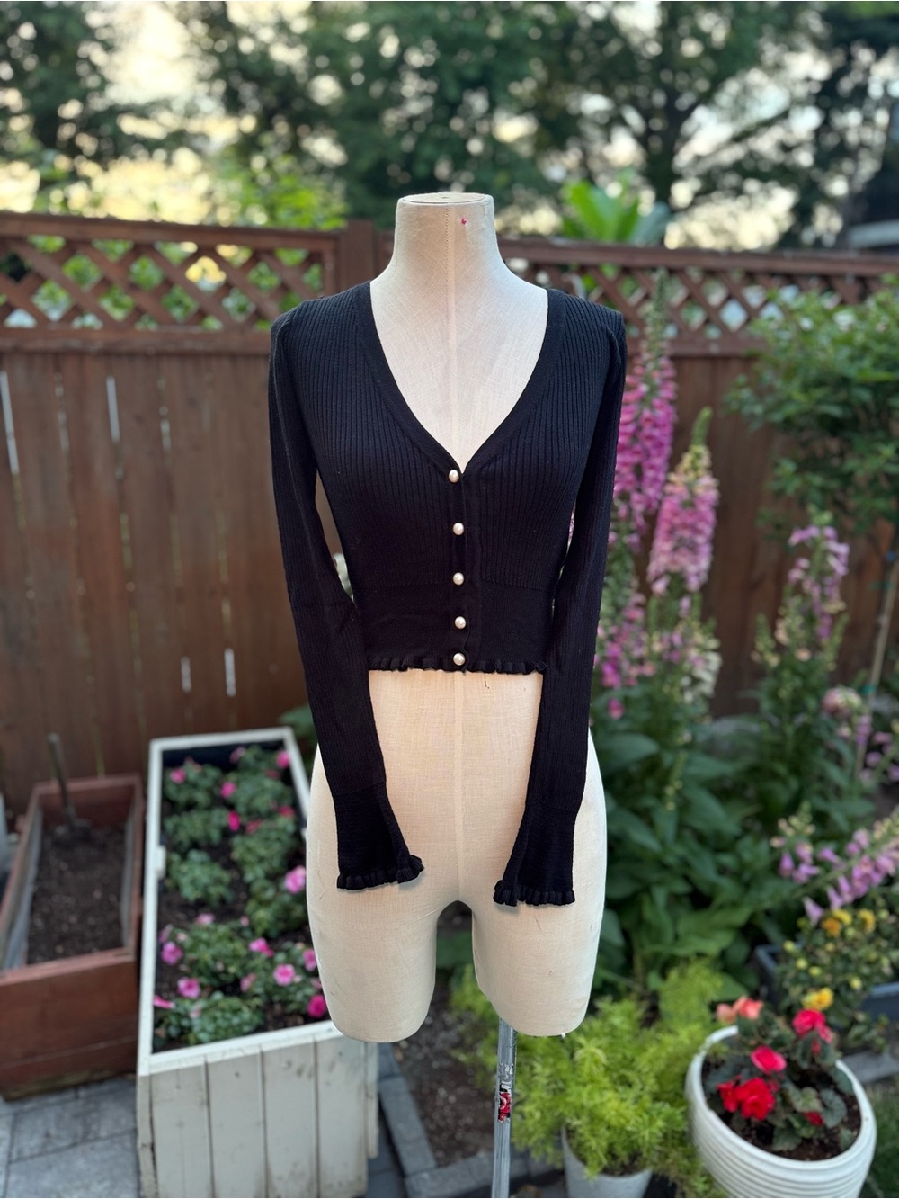 Altar’d State Black Pearl Button Cardigan Size S
